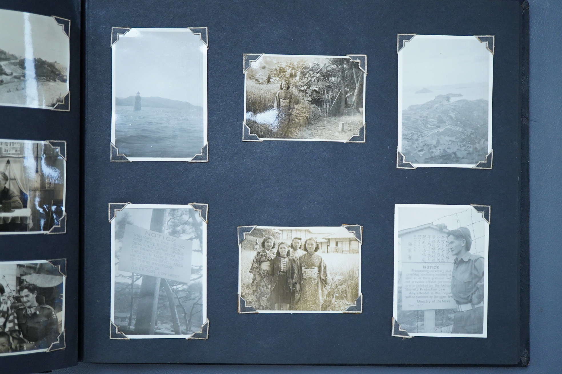 A Japanese photograph album, late 1940's to include banknotes and a telegram, together with a cigarette case